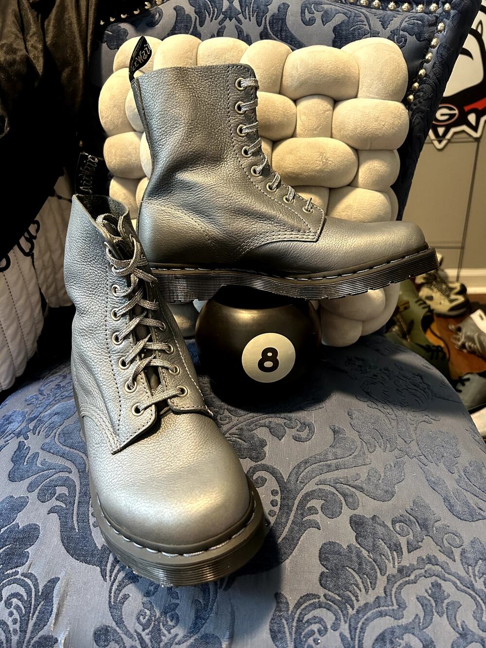 Dr Martens Gunmetal Grey with Sparkle Laces size 9/EU 41